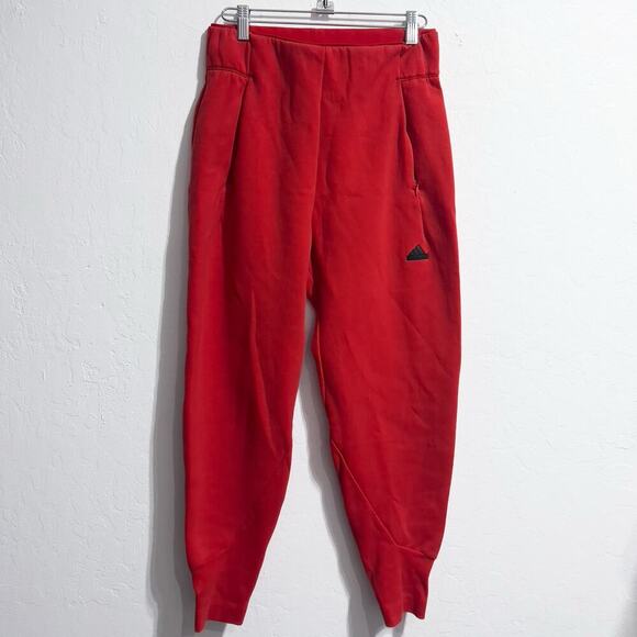 Adidas Jogger Pants Sz Small ZNE Woven Pants Joggers Red High Waist Sweatpants - Picture 1 of 10
